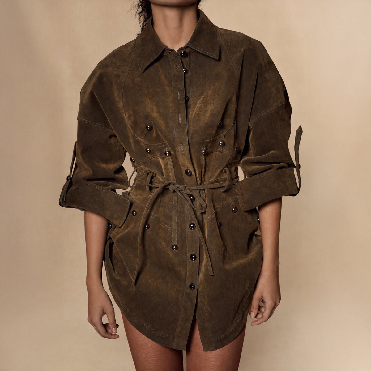 Velvet denim corset ShirtDress