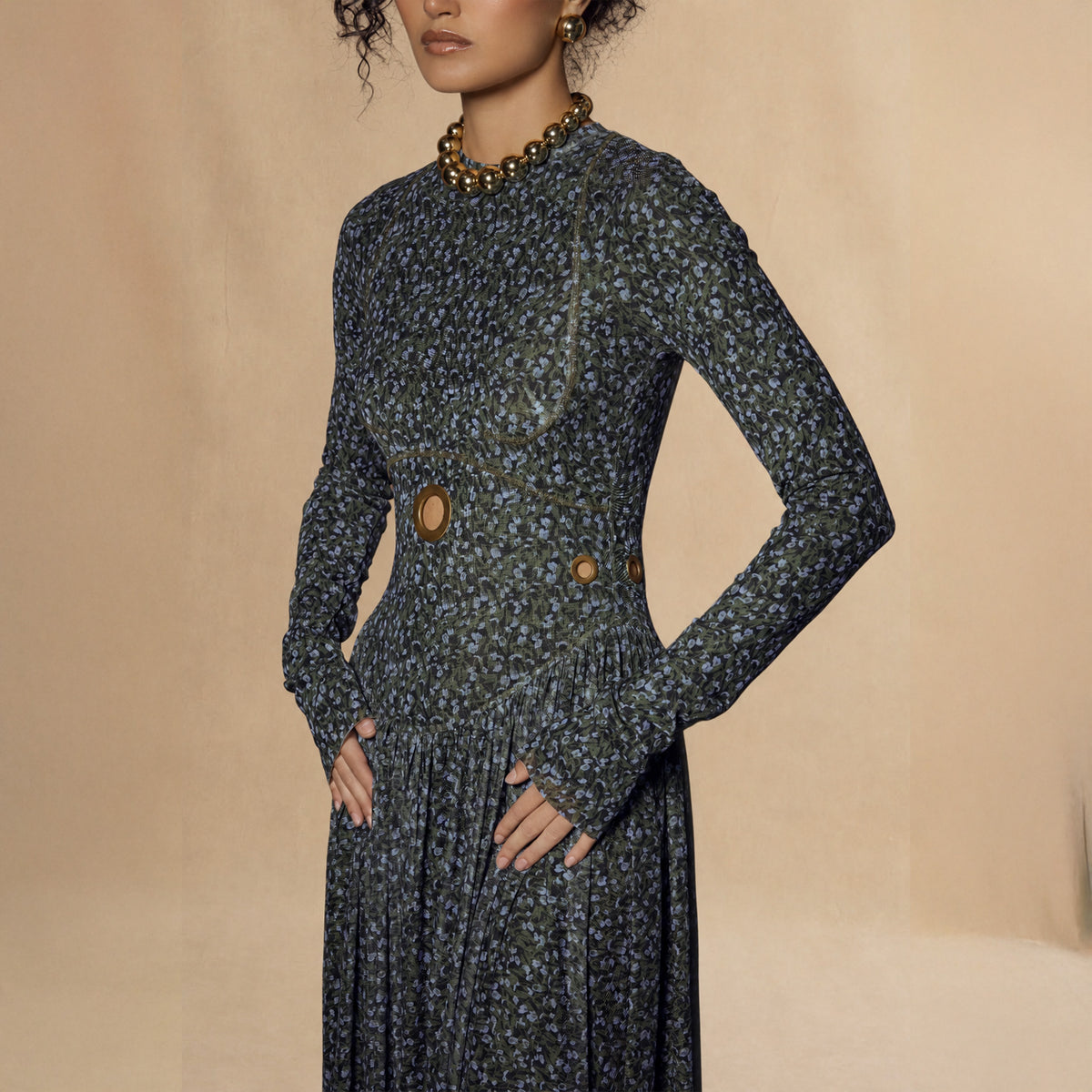 Floral dress with long sleeves