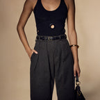 Textured Wide-Leg Trousers