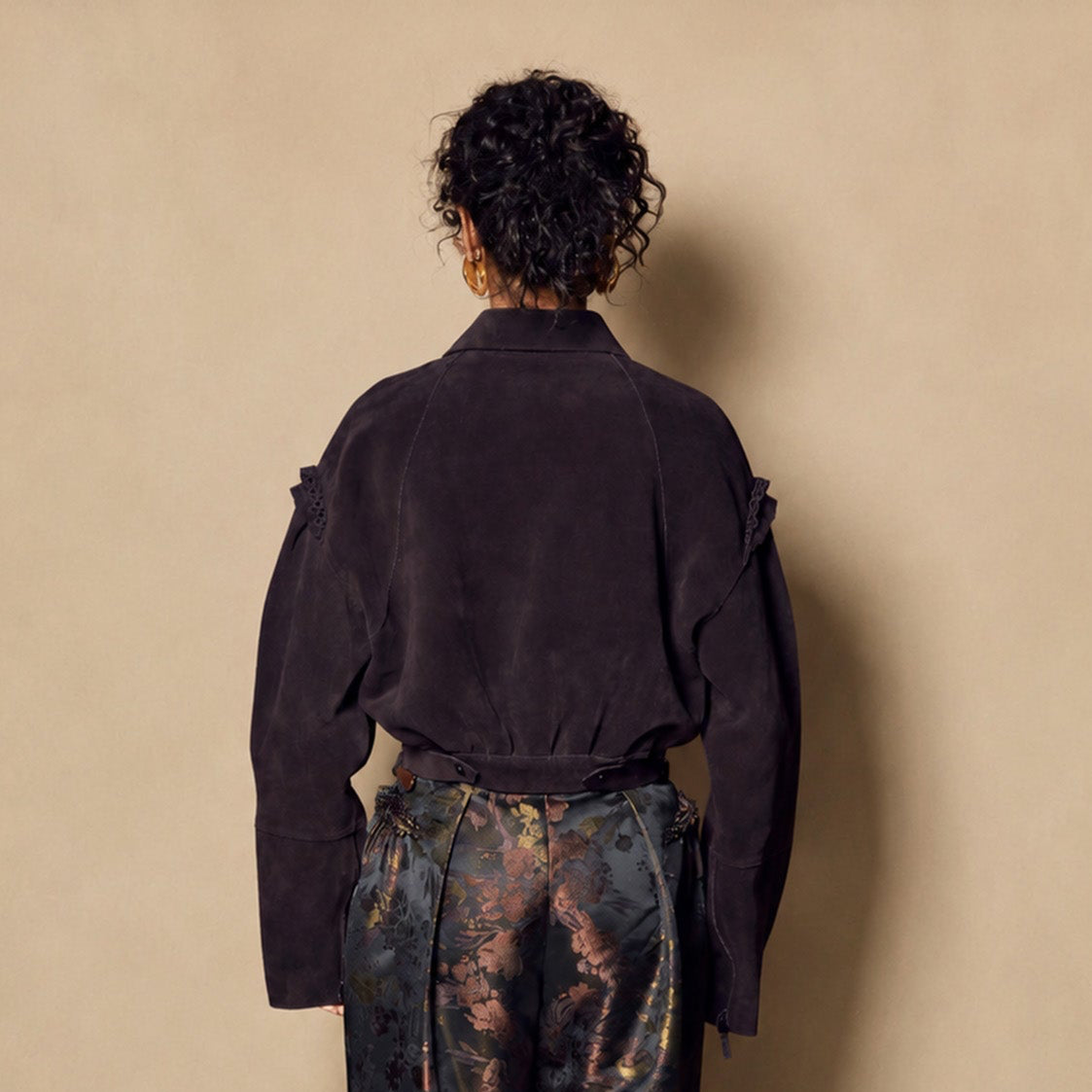 Genuine leather jacket with Ruffles details
